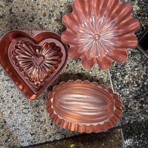 Vintage Copper Wall Decor‎ Hangers Plated Tin Lot Of 3 Antique